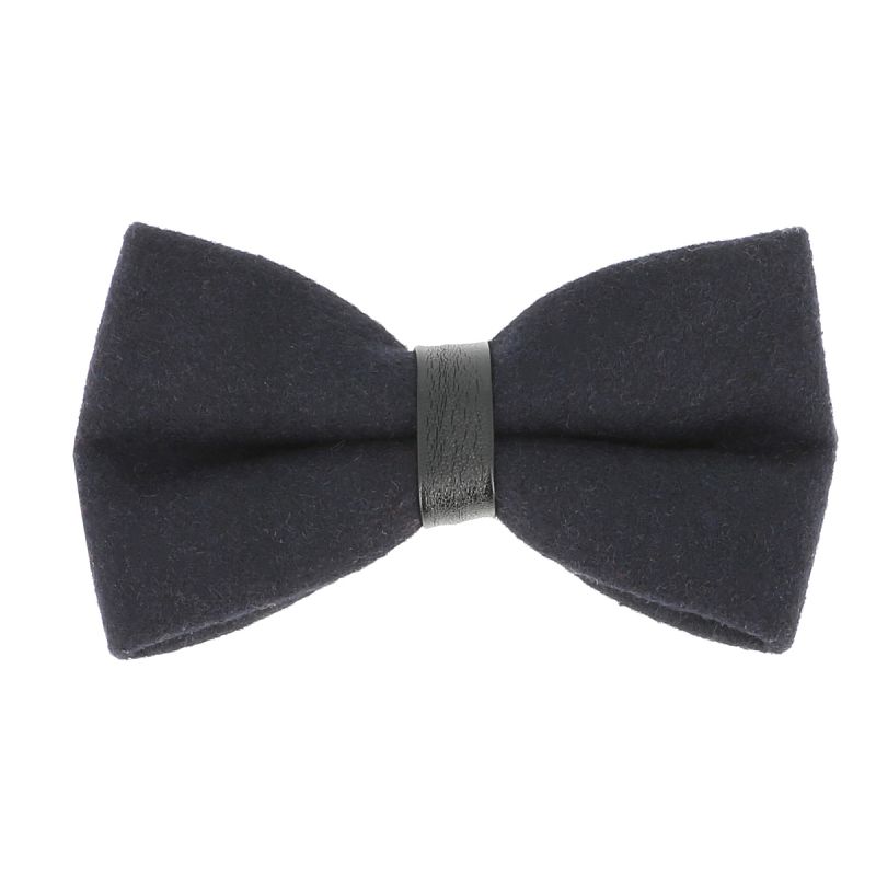 Noeud Papillon Laine Noir et Simili cuir