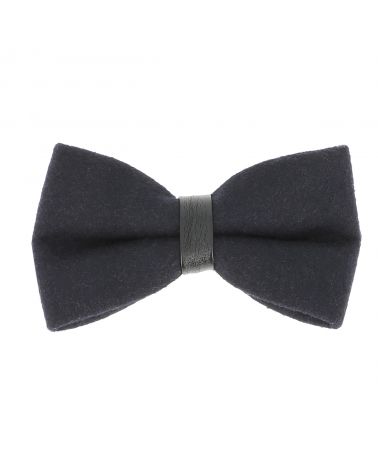 Noeud Papillon Laine Noir et Simili cuir
