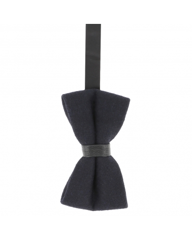 Noeud Papillon Laine Noir et Simili cuir