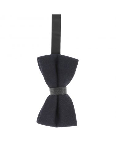 Noeud Papillon Laine Noir et Simili cuir