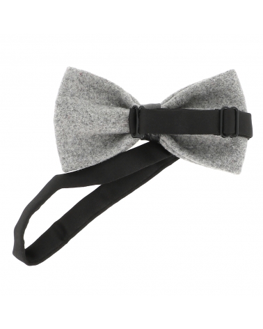 Noeud Papillon Laine Gris clair et Simili cuir