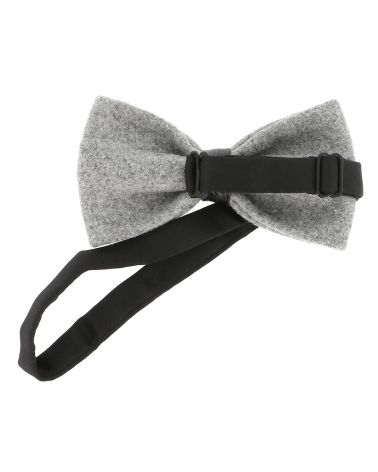 Noeud Papillon Laine Gris clair et Simili cuir