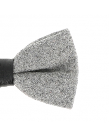Noeud Papillon Laine Gris clair et Simili cuir