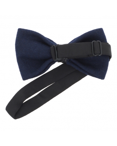 Noeud Papillon Laine Bleu marine et Simili cuir