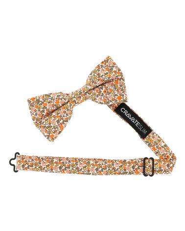 Noeud papillon coton fleuri orange