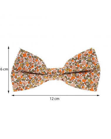 Noeud papillon fleuri orange style vintage
