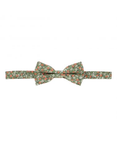 Accessoire homme coton à fleurs corail et vert