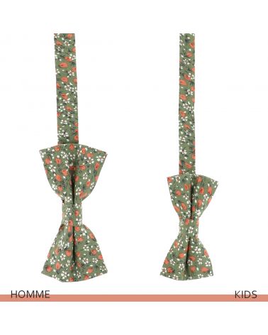 Accessoire de costume fleuri homme vert corail
