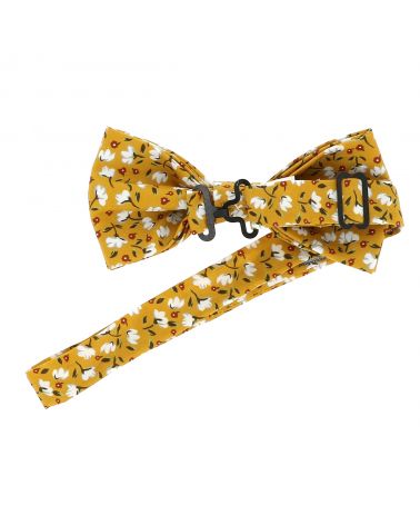 Noeud papillon mariage champêtre homme coton jaune