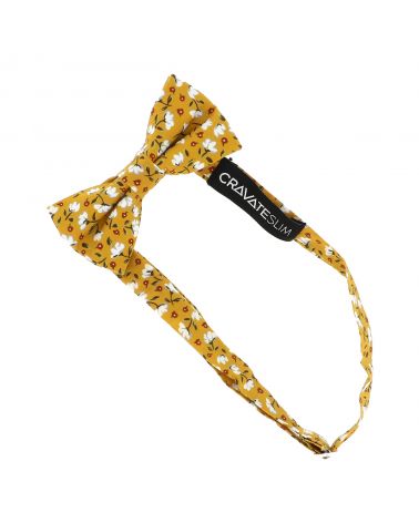 Noeud papillon fleuri enfant mariage jaune blanc