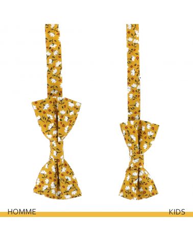 Noeud papillon garçon mariage fleuri jaune blanc