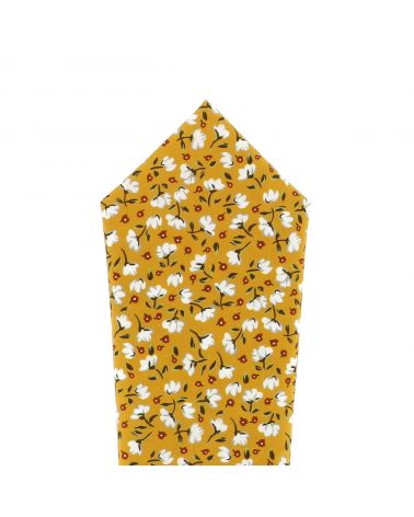 Pochette costume coton imprimé fleuri jaune