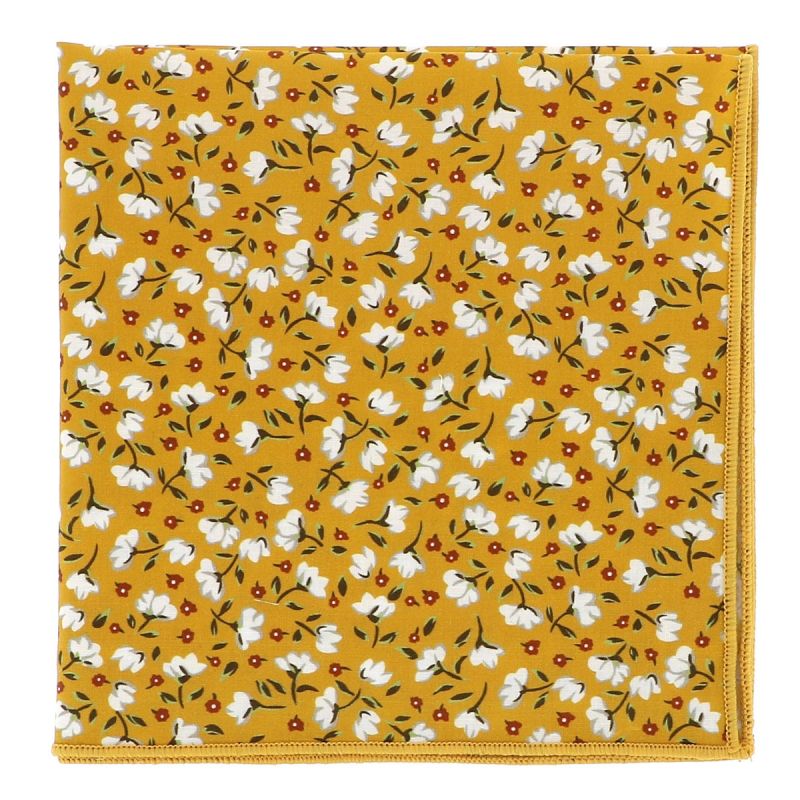 Pochette de costume homme fleurie jaune chic