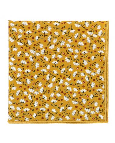 Pochette de costume homme fleurie jaune chic