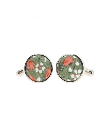 Bouton de manchette liberty vert et corail