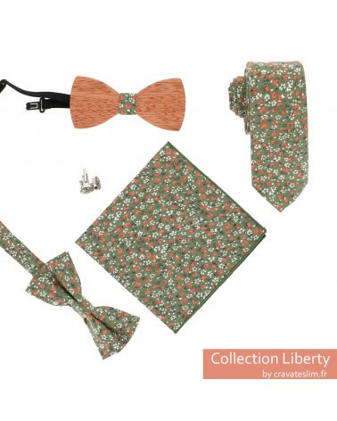 Accessoire costume homme mariage vert motif floral