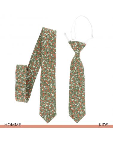 Cravate verte corail style champêtre