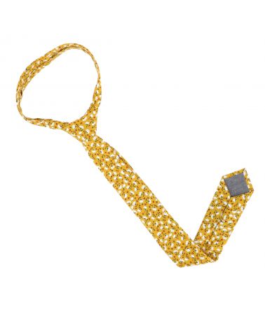 Motif liberty jaune blanc sur cravate coton homme