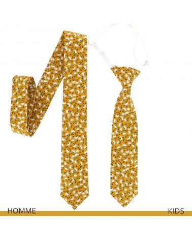 Cravate jaune fleurie homme pour mariage d'été