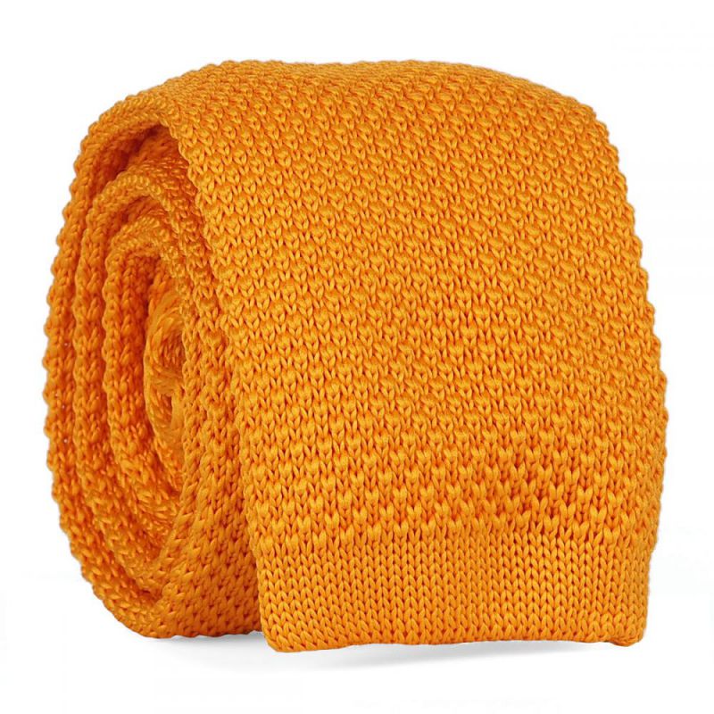 Cravate Tricot Jaune orange