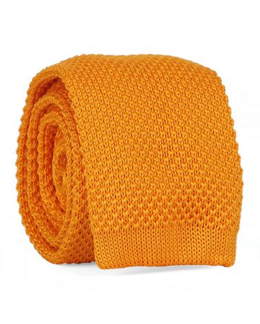 Cravate Tricot Jaune orange