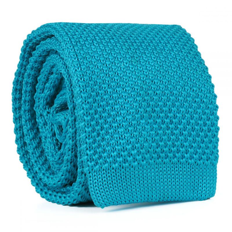 Cravate Tricot Bleu turquoise soutenu