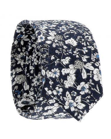 Cravate Liberty Bleu marine et Blanche