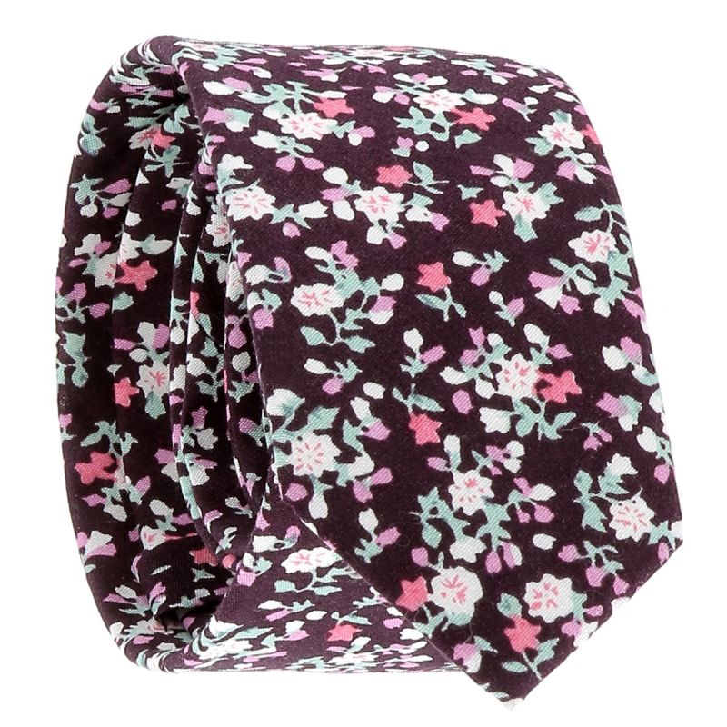 Cravate Liberty Aubergine et Blanche