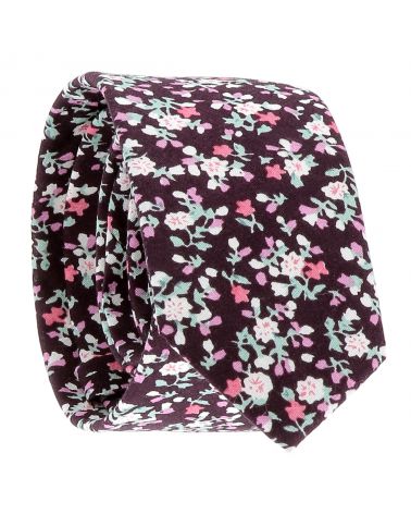 Cravate Liberty Aubergine et Blanche