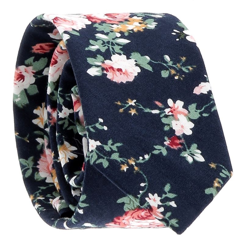 Cravate Fleurs Bleu marine