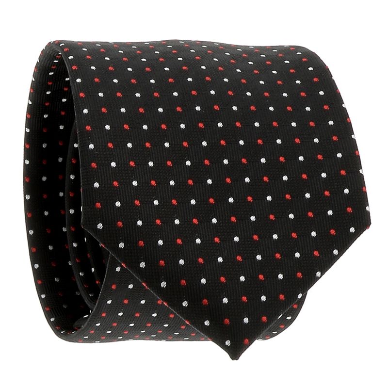 Cravate Noire à Pois Rouges et Blancs