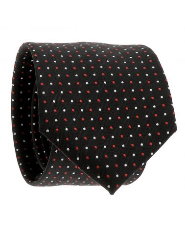 Cravate Noire à Pois Rouges et Blancs