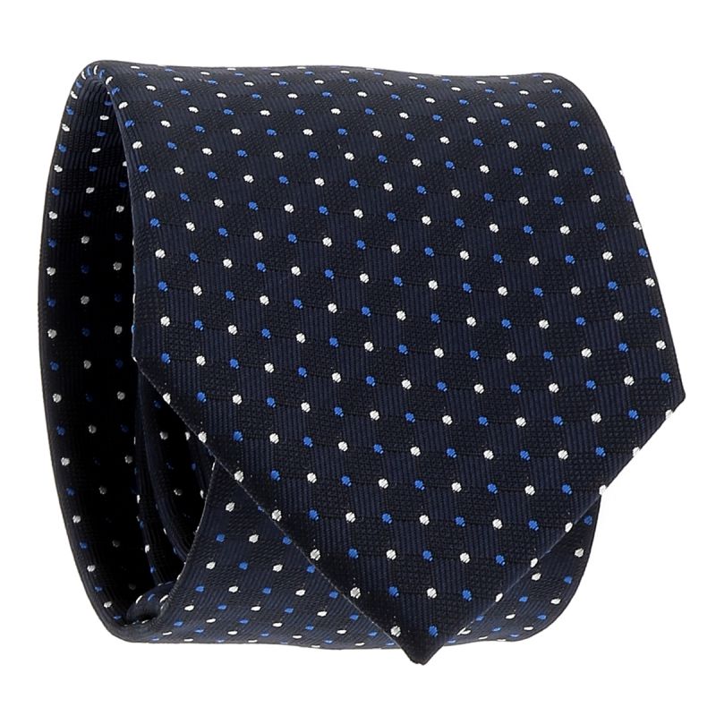 Cravate Bleu marine à Pois Bleus et Blancs