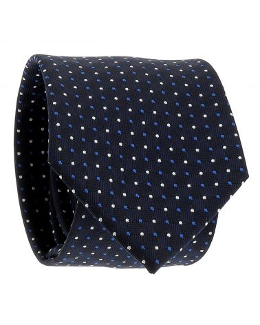Cravate Bleu marine à Pois Bleus et Blancs
