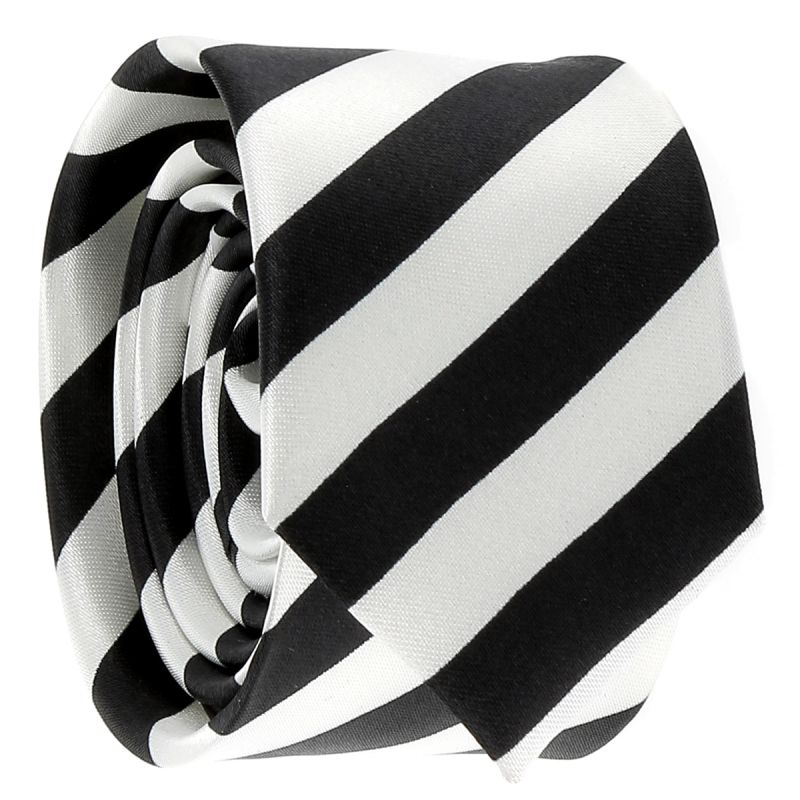 Cravate Rayures Larges Noire et Blanche