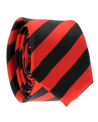 Cravate Rayures Larges Rouge et Noire