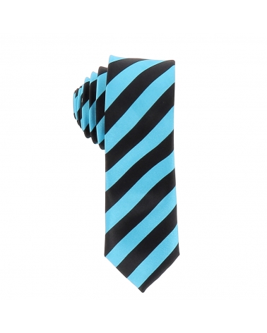 Cravate Rayures Larges Turquoise et Noire