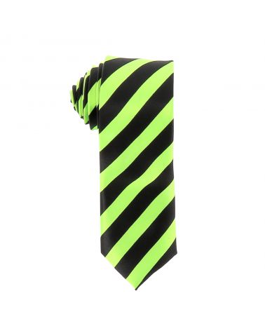 Cravate Rayures Larges Vert Fluo et Noire