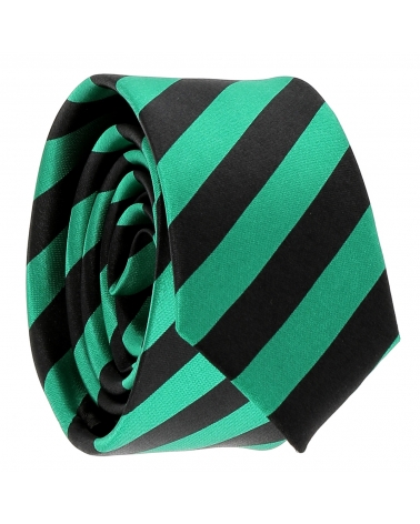 Cravate Rayures Larges Verte et Noire