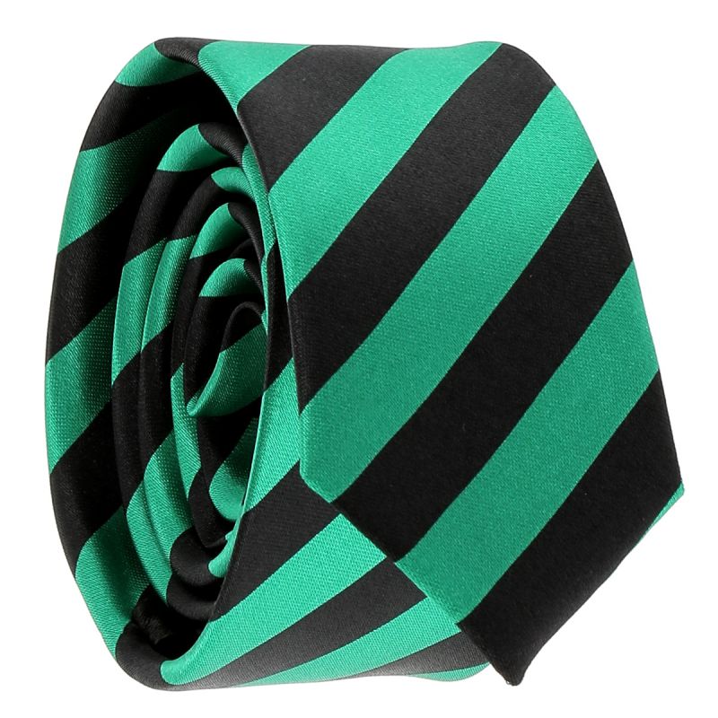 Cravate Rayures Larges Verte et Noire