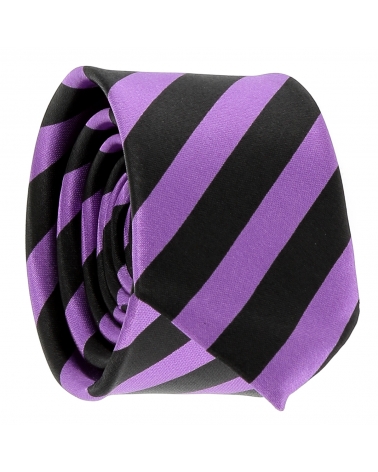 Cravate Rayures Larges Violette et Noire