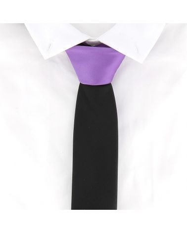 Cravate Slim Bicolore Noire et Violette