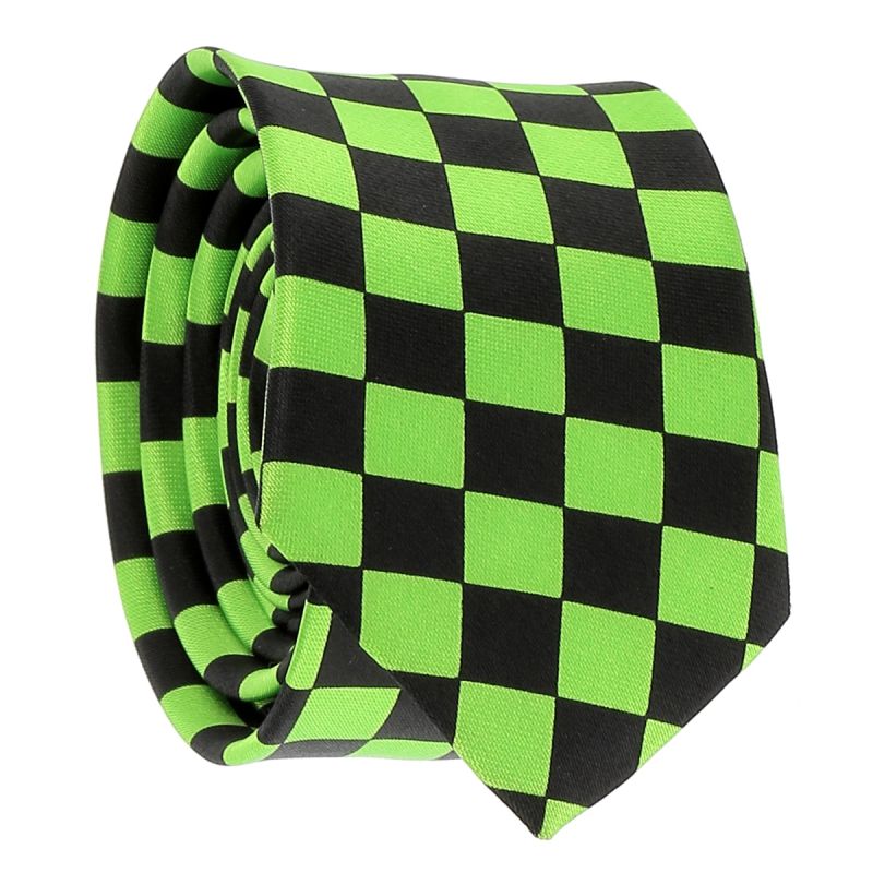 Cravate Verte et Noire Damier