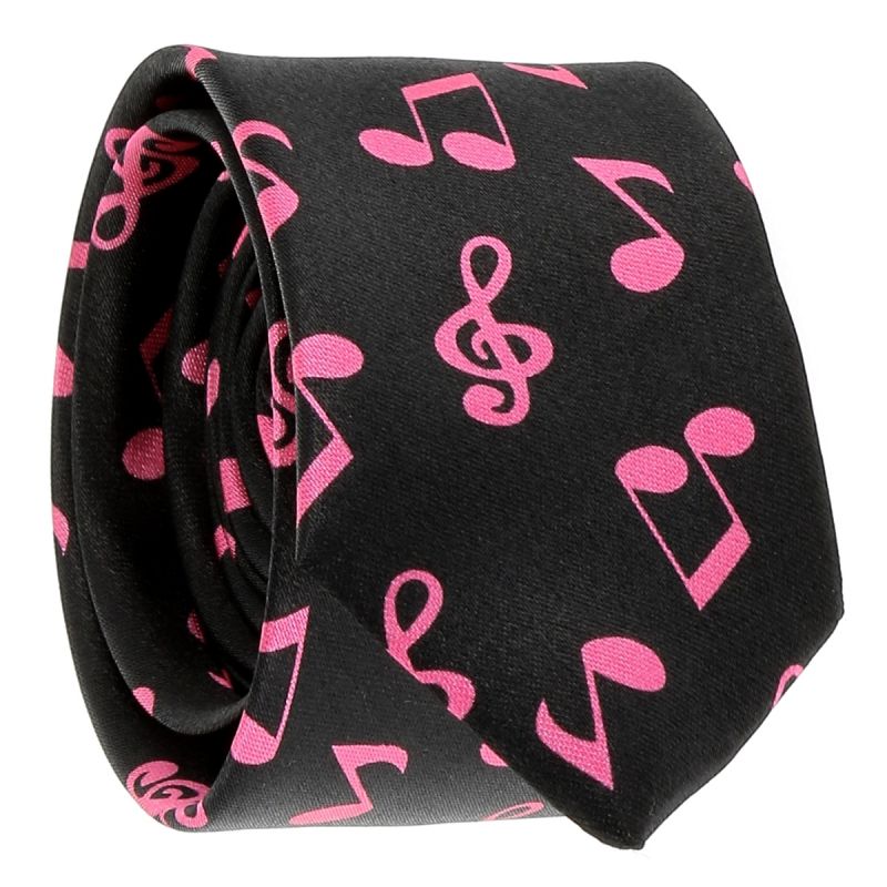 Cravate Note de Musique Noire et Rose