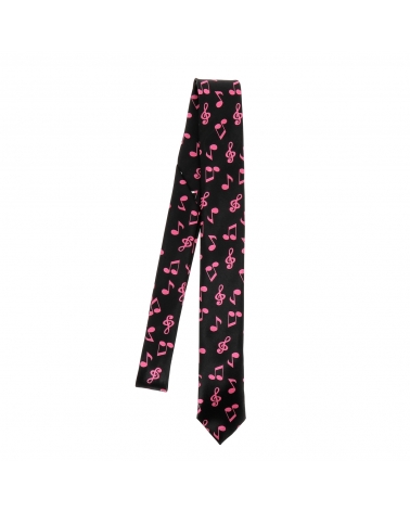 Cravate Note de Musique Noire et Rose