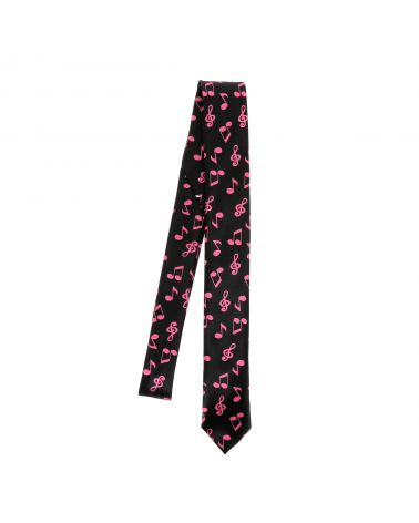 Cravate Note de Musique Noire et Rose