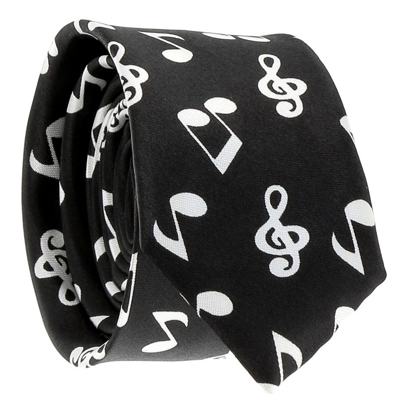 Cravate Note de Musique Noire et Blanche
