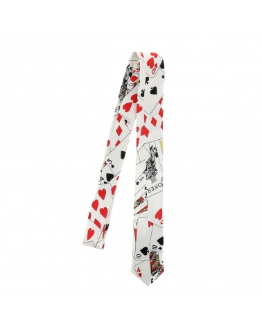 Cravate Jeux de Cartes Blanche
