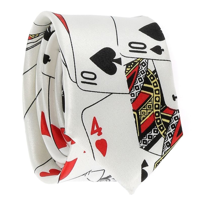 Cravate Jeux de Cartes Blanche