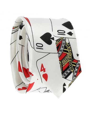 Cravate Jeux de Cartes Blanche